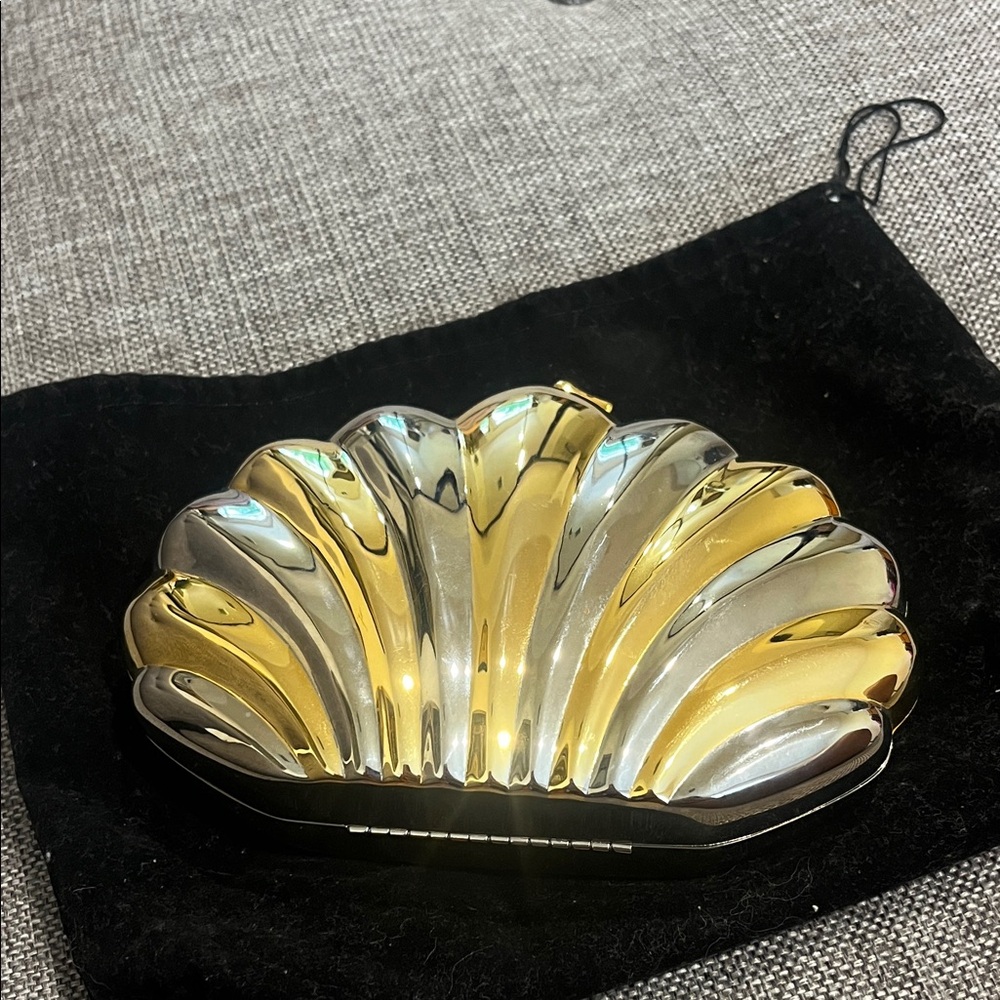 Elegant Silver and Gold Shell Clutch Purse